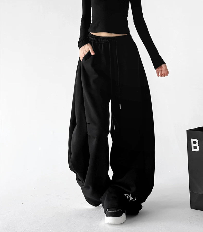 Black logo-detail wide-leg pants front step - CT66306