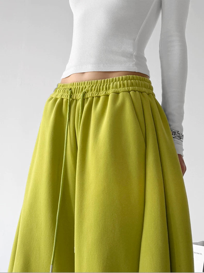 Lime Green logo-detail wide-leg pants waist detail - CT66306