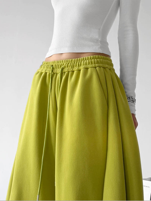 Lime Green logo-detail wide-leg pants waist detail - CT66306
