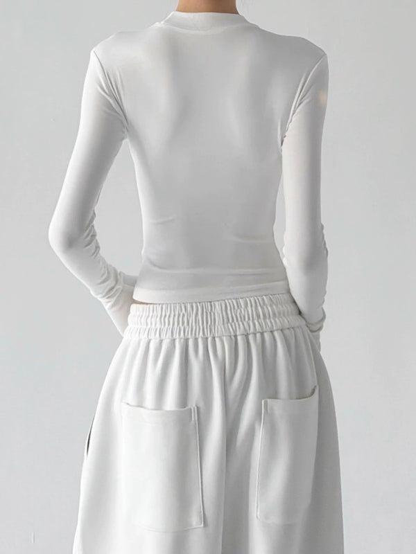 White graphic long-sleeve top back - CT66308