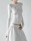 White graphic long-sleeve top side - CT66308
