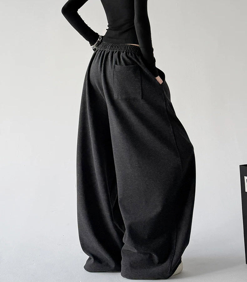 Black Gray wide-leg pants back - CT66310