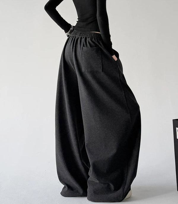 Black Gray wide-leg pants back - CT66310