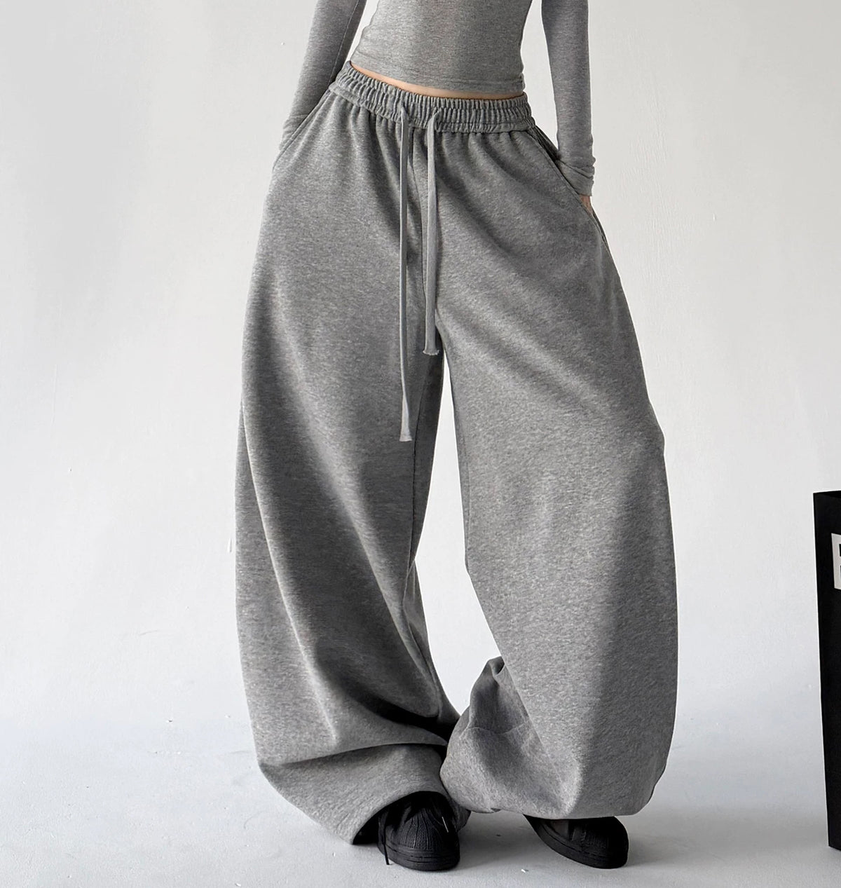 Light Gray wide-leg pants angled front - CT66310