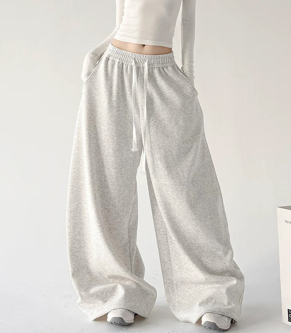 White Gray wide-leg pants angled front - CT66310