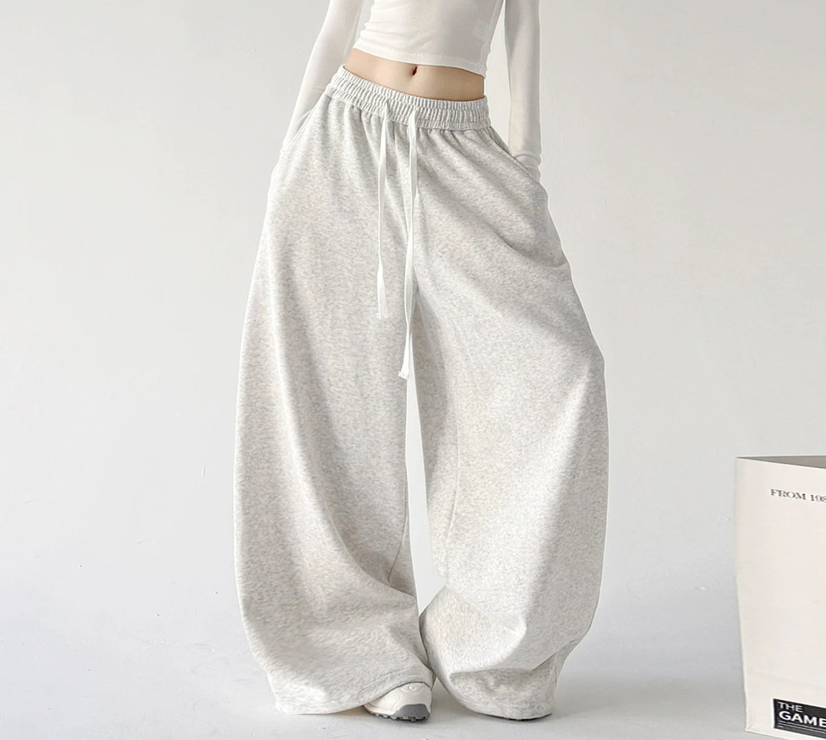 White Gray wide-leg pants front - CT66310