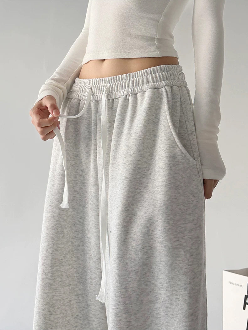 White Gray wide-leg pants waist detail - CT66310