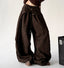 Khaki leopard-print wide-leg pants front hands - CT66311