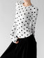 White polka-dot long-sleeve top angled front - CT66327