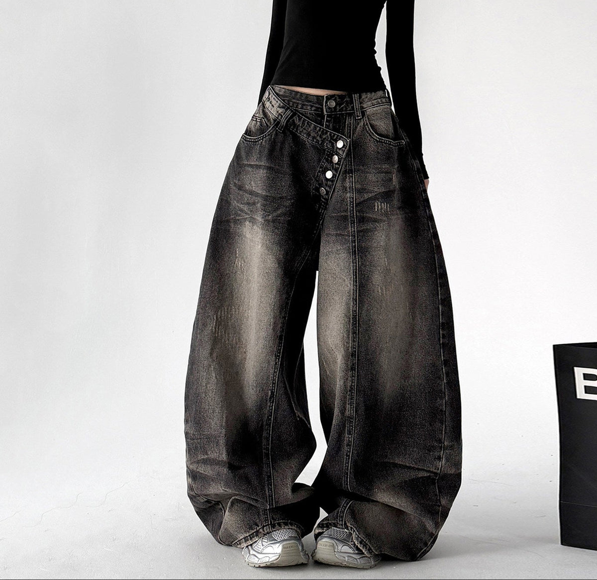 CT6818 wide leg jeans black color view 01