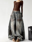 Vintage Blue Gray patch pocket baggy jeans, front view