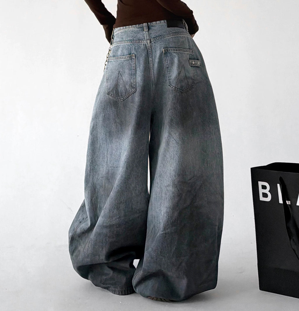 Blue wide-leg jeans back - CT7175