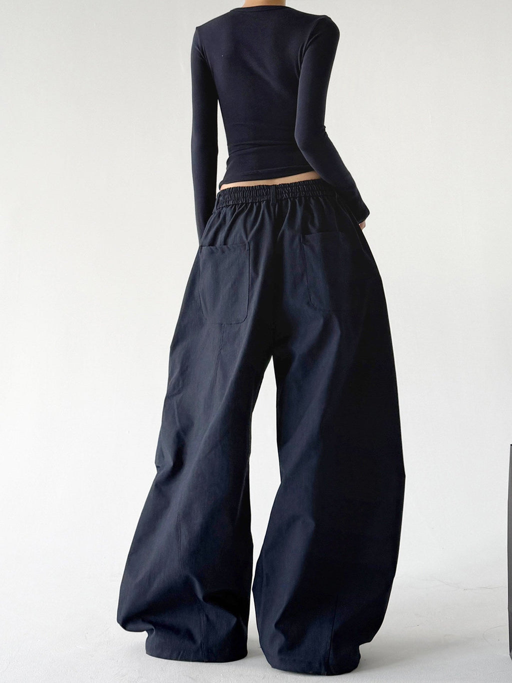 Lightweight Cargo Wide-Leg Pants - CT7853 - Navy product view 2
