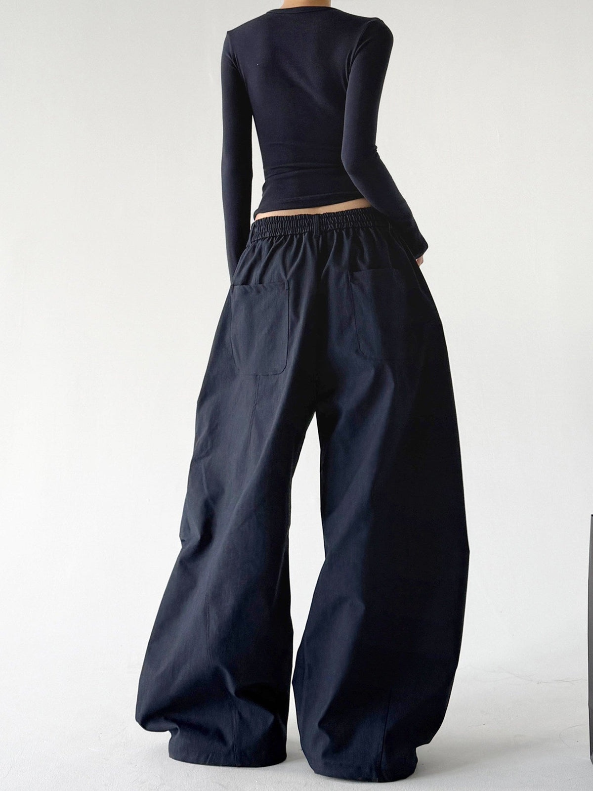 Lightweight Cargo Wide-Leg Pants - CT7853 - Navy product view 2