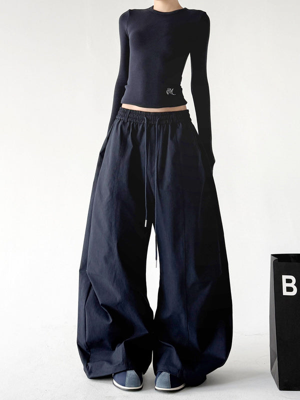Lightweight Cargo Wide-Leg Pants - CT7853 - Navy product view 5