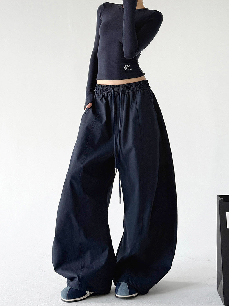 Lightweight Cargo Wide-Leg Pants - CT7853 - Navy product view 10
