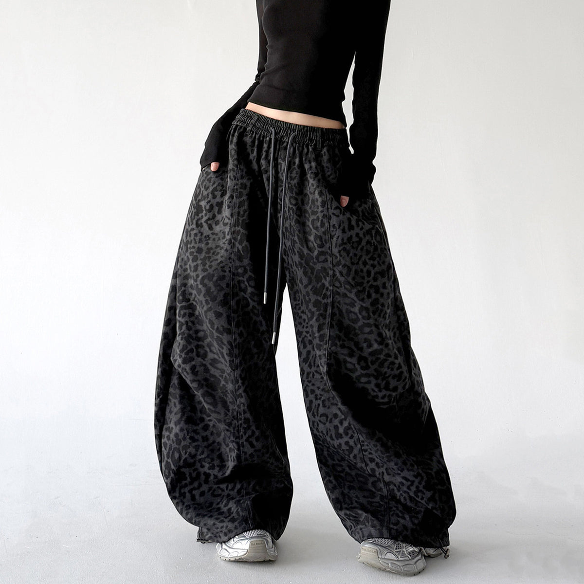 CT7854 wide leg pants gray豹纹 regular color view 01 Main image