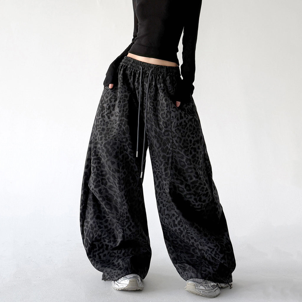 CT7854 wide leg pants gray豹纹 regular color view 01