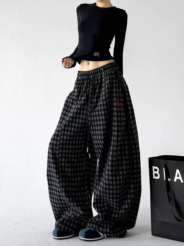 Navy Blue wide leg pants, angled front view