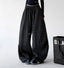 Navy Blue wide leg pants, front view