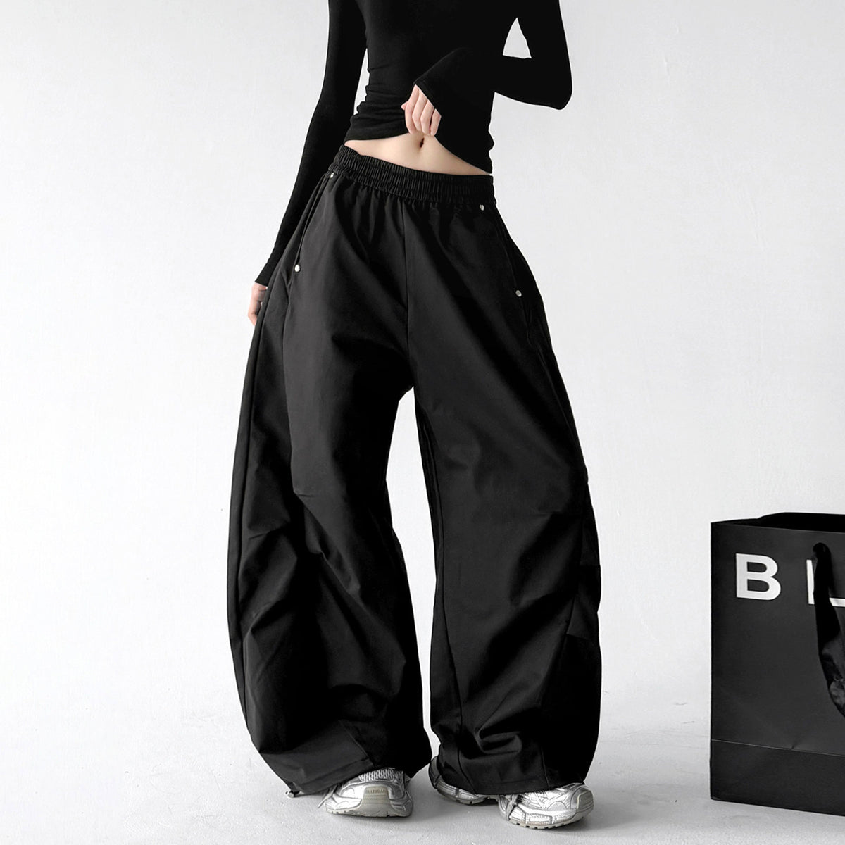 CT795 wide leg pants black regular color view 01