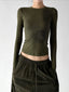 Army Green Long Sleeve graphic tee front view - CT817