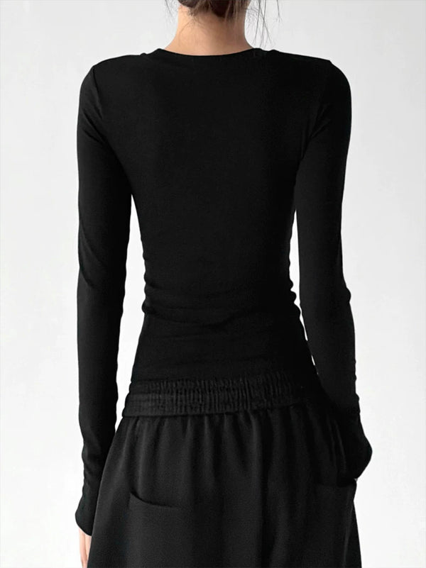 Black Long Sleeve graphic tee back view - CT817