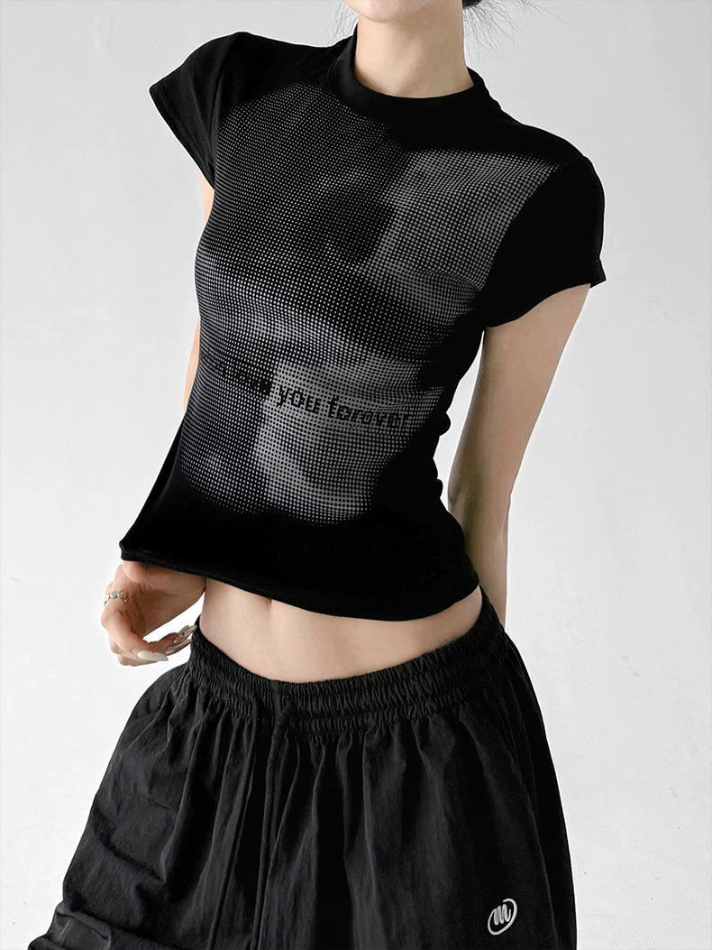 Black Short Sleeve graphic tee front view - CT817