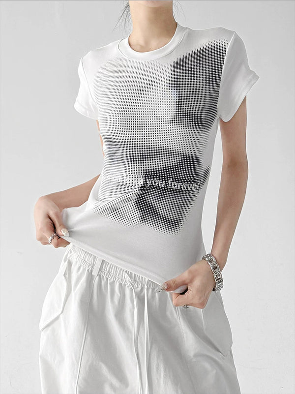 White Short Sleeve graphic tee front view - CT817