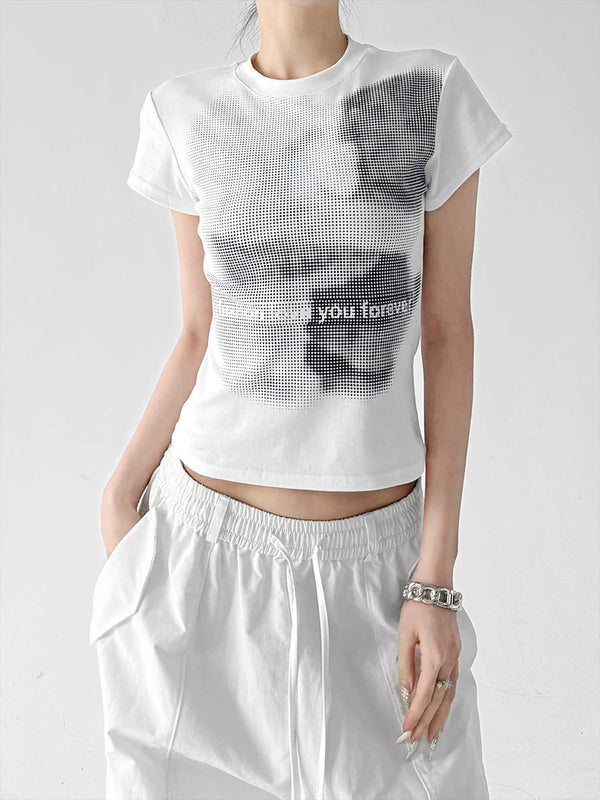 White Short Sleeve graphic tee side view - CT817