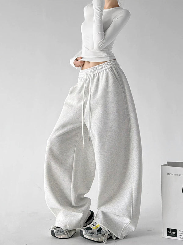 White Heather Gray drawstring wide-leg pants side - CT873