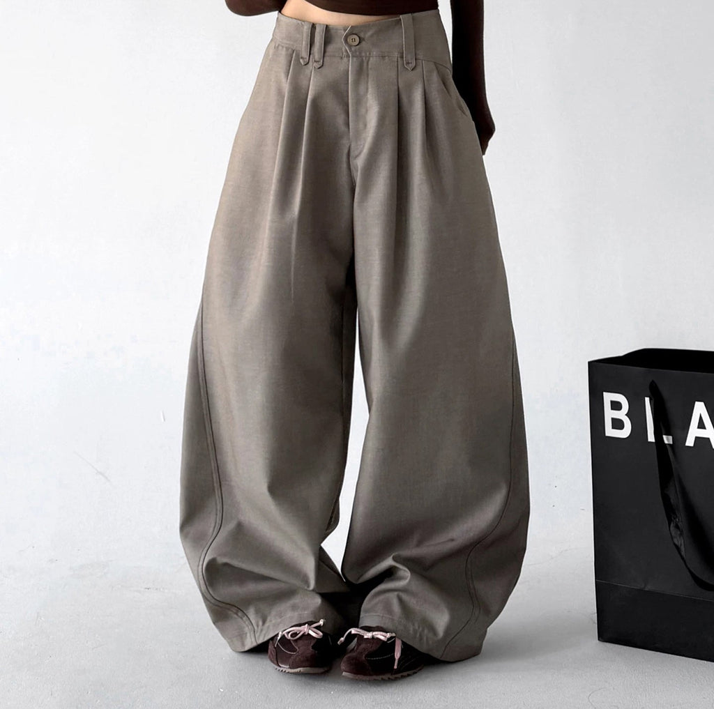 ct896 double pleat wide leg pants khaki front 03 focus v2