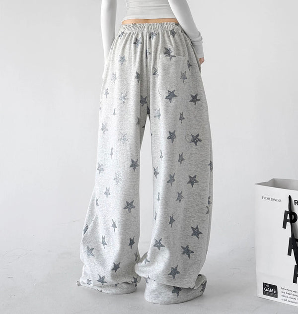 Light Heather Gray wide leg pants, back view