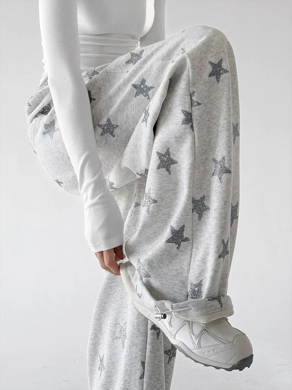 Light Heather Gray wide leg pants, cuff detail view