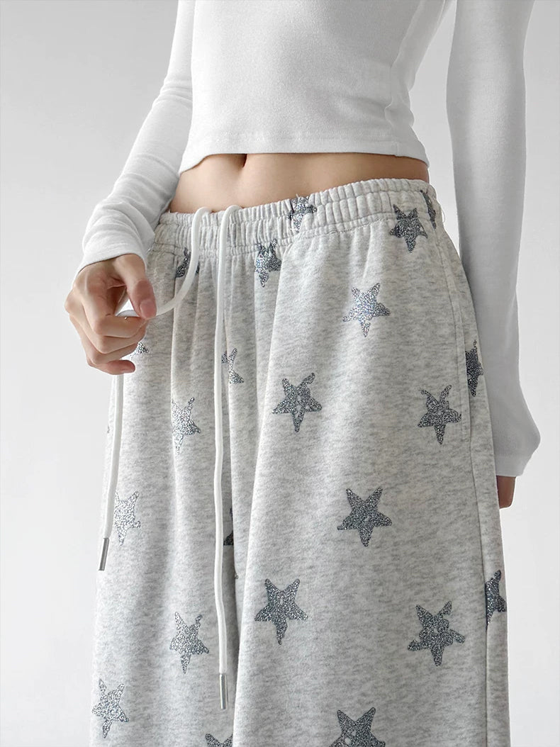 Light Heather Gray wide leg pants, waist detail view