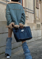 CULTIVATOR Black Pleated Handheld Tote Bag - COPPING THREADS - CULTIVATOR