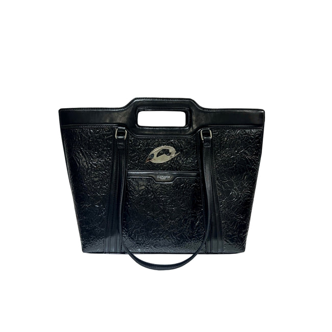 CULTIVATOR Black Pleated Handheld Tote Bag - COPPING THREADS - CULTIVATOR Hover Image