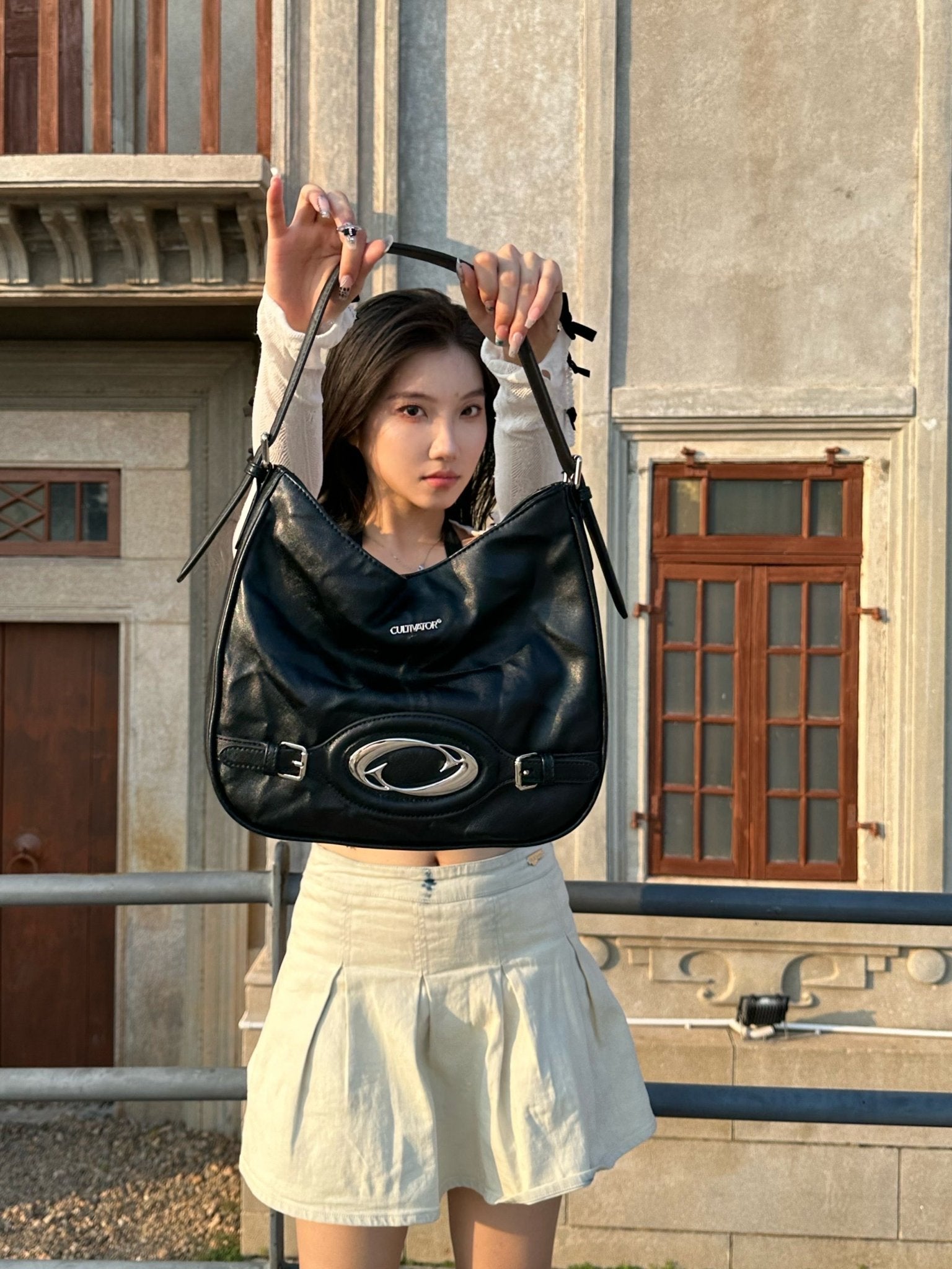 CULTIVATOR Pleated Textured Leather Shoulder Bag - COPPING THREADS - CULTIVATOR