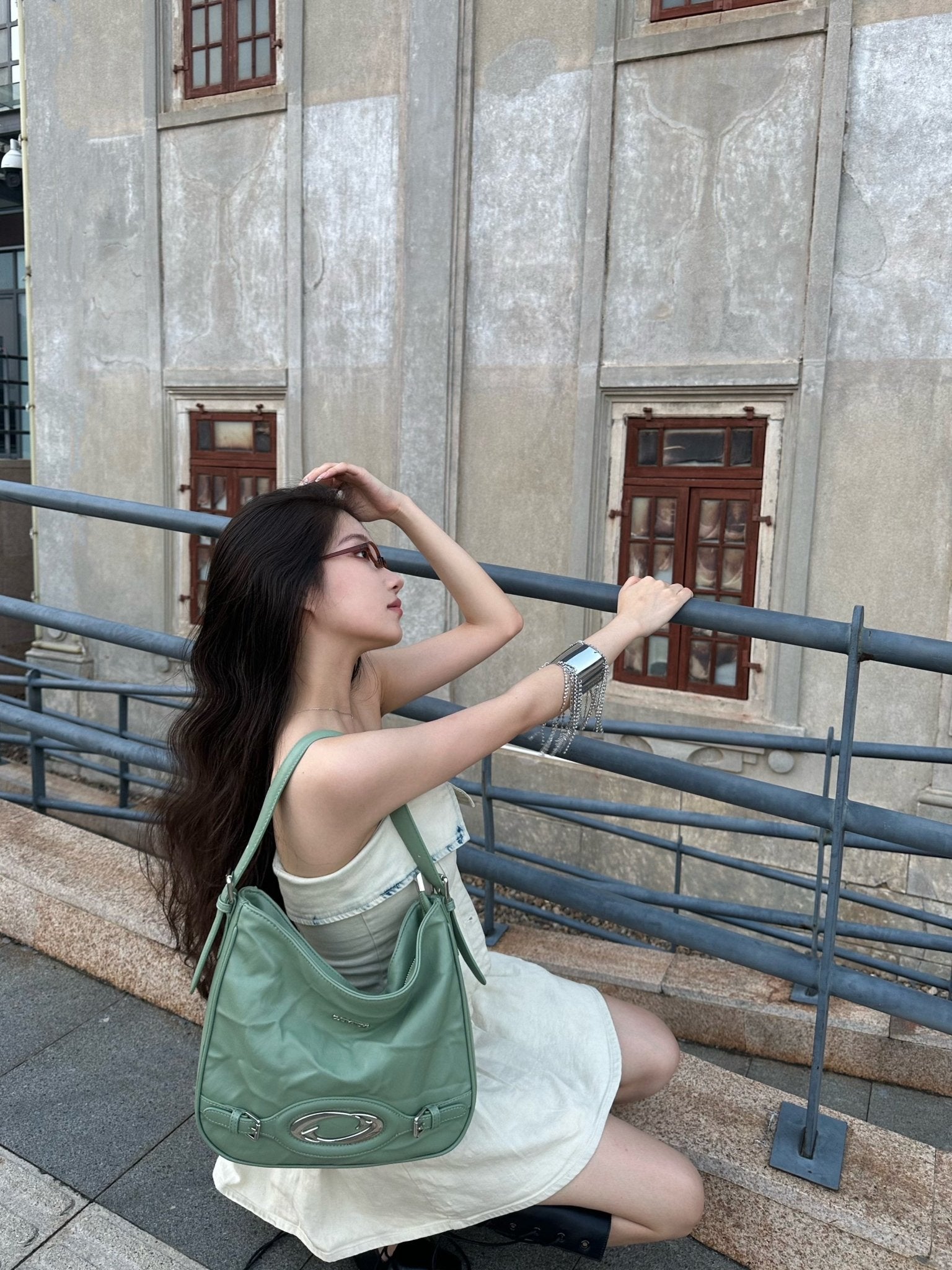 CULTIVATOR Pleated Textured Leather Shoulder Bag - COPPING THREADS - CULTIVATOR