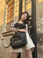 CULTIVATOR Pleated Textured Leather Shoulder Bag - COPPING THREADS - CULTIVATOR