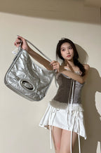 CULTIVATOR Pleated Textured Leather Shoulder Bag - COPPING THREADS - CULTIVATOR