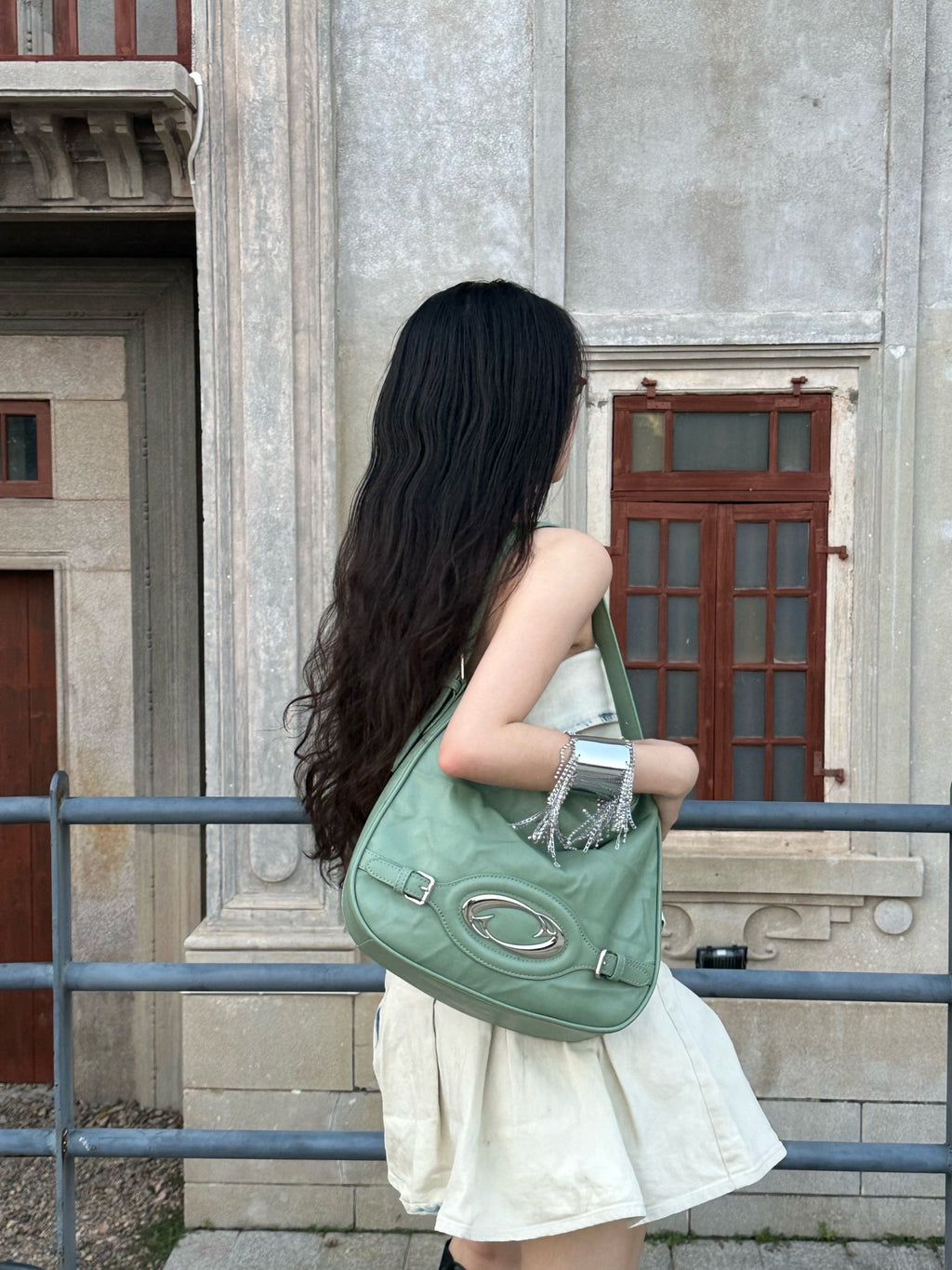 CULTIVATOR Pleated Textured Leather Shoulder Bag - COPPING THREADS - CULTIVATOR