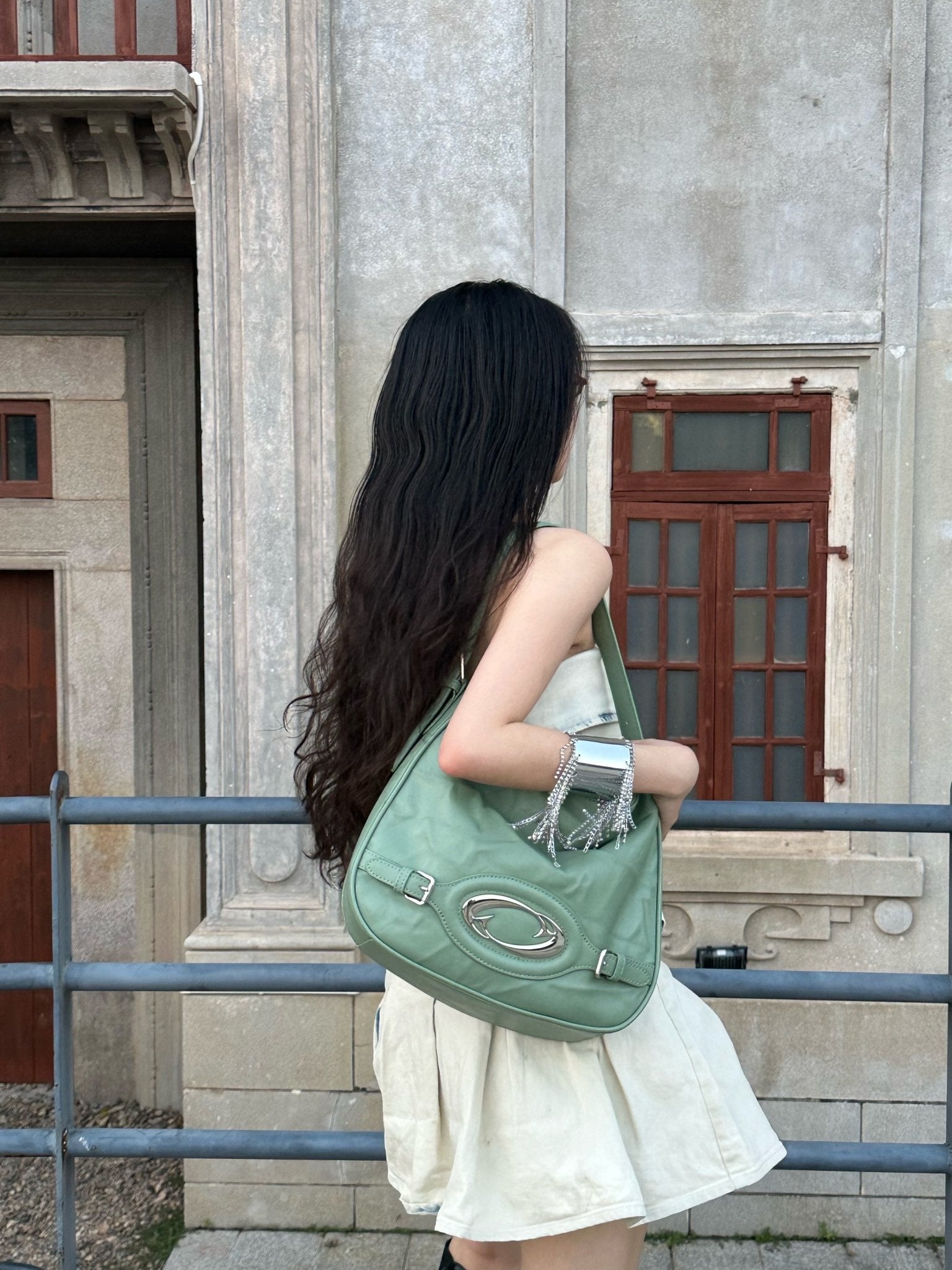 CULTIVATOR Pleated Textured Leather Shoulder Bag - COPPING THREADS - CULTIVATOR