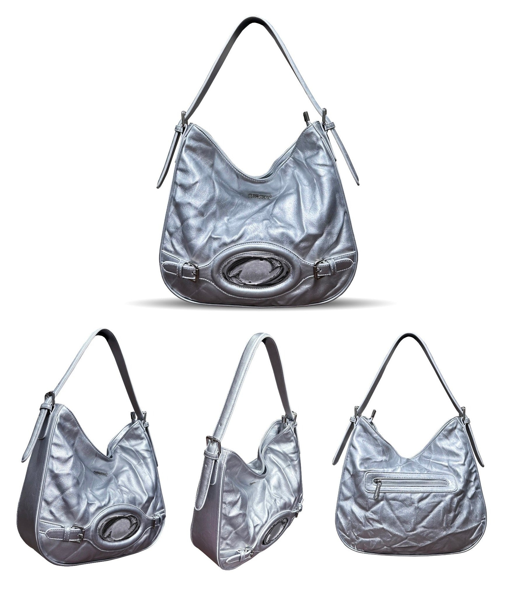 CULTIVATOR Schultertasche aus strukturiertem Leder mit Plissee Zweitbild