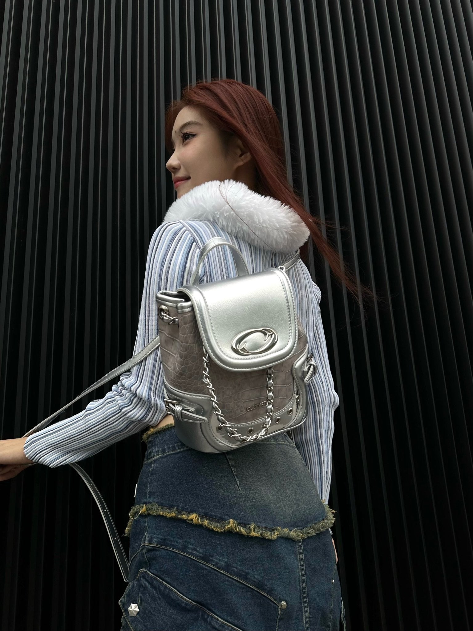 CULTIVATOR Y2K Pink Crocodile Pattern Mini Shoulder Bag - COPPING THREADS - CULTIVATOR