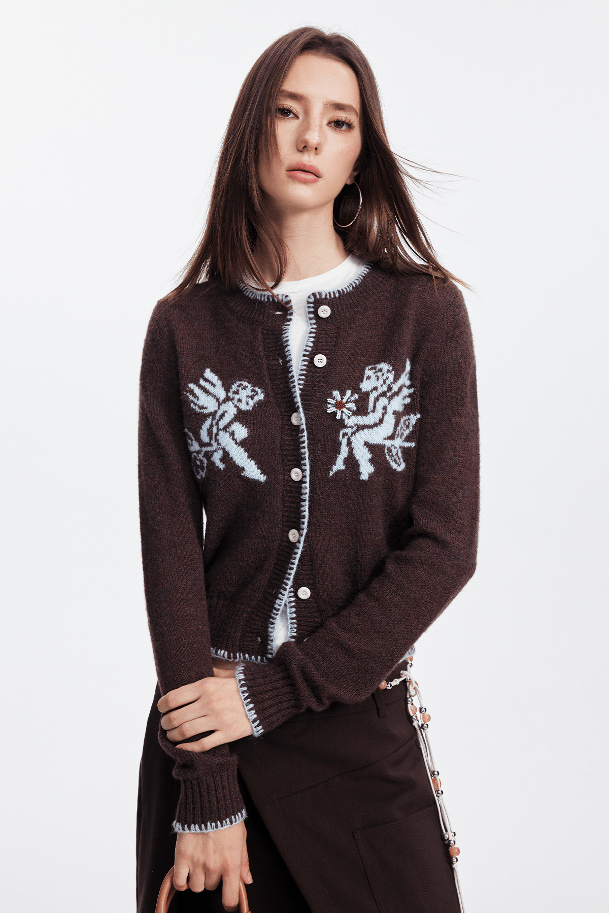 Cupid Jacquard Embellished Cardigan - COPPING THREADS - CHICISLAND Main image