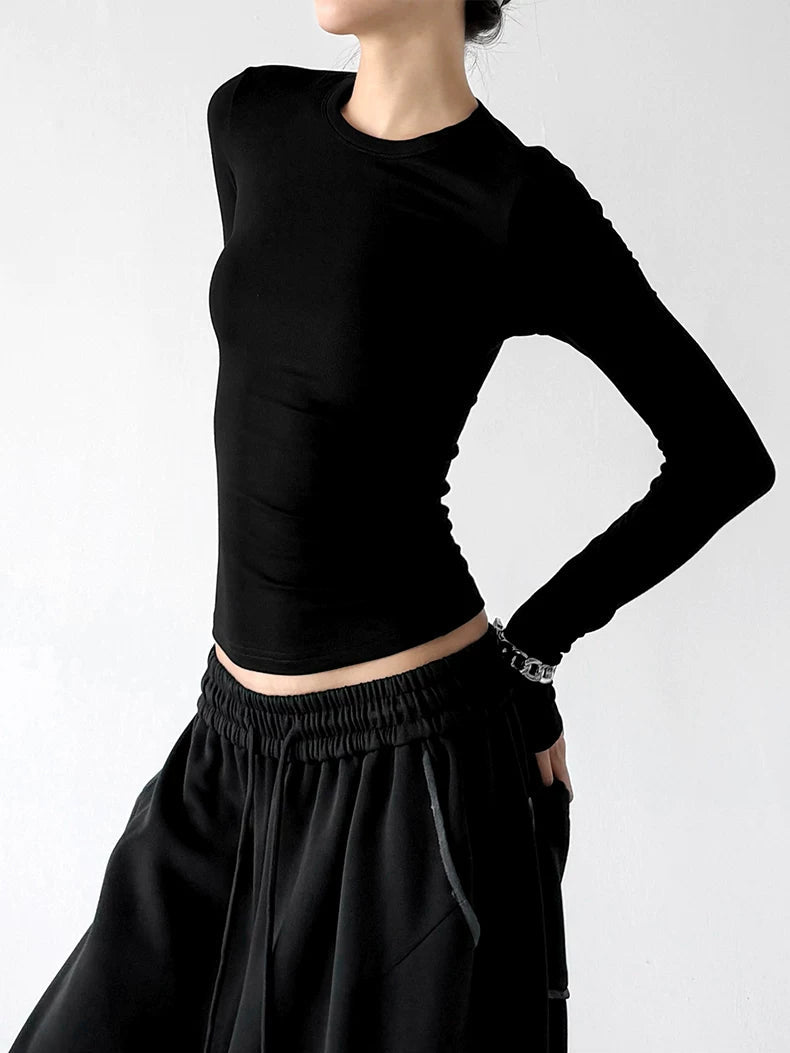 Curved-Hem Crewneck Long-Sleeve T-Shirt - COPPING THREADS - CT ORIGINALS