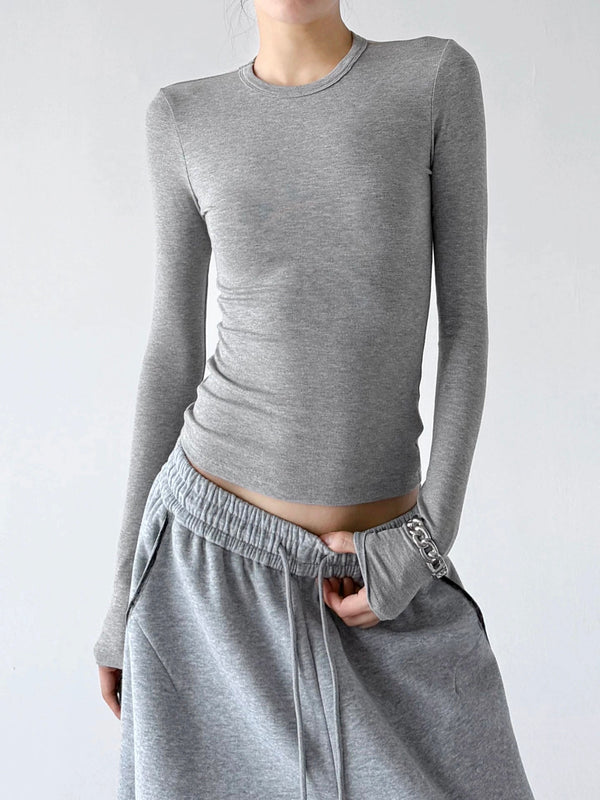 Curved-Hem Crewneck Long-Sleeve T-Shirt - COPPING THREADS - CT ORIGINALS