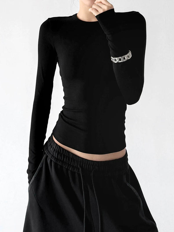 Curved-Hem Crewneck Long-Sleeve T-Shirt - COPPING THREADS - CT ORIGINALS