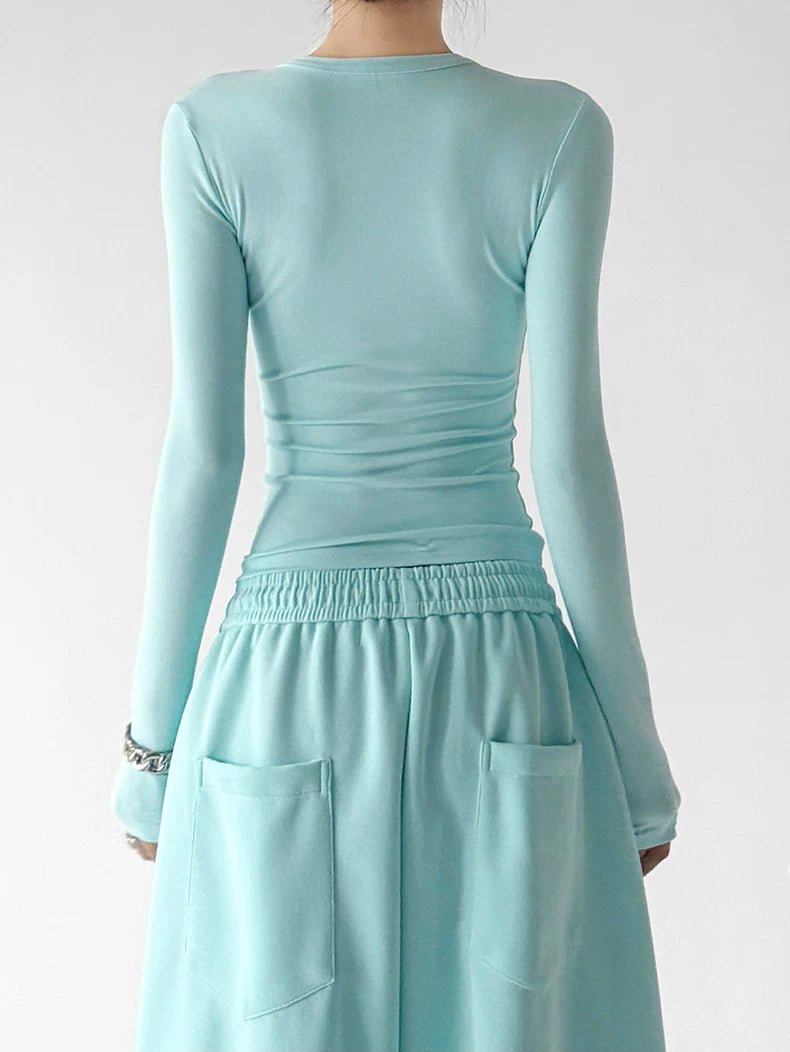 Curved-Hem Crewneck Long-Sleeve T-Shirt - COPPING THREADS - CT ORIGINALS